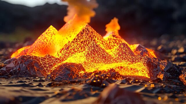 Molten, triangulated peaks of fire