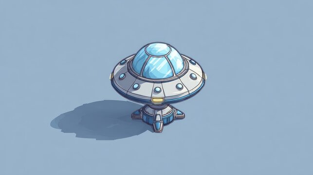 Cartoon illustration of a flying saucer.