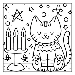 Cozy Halloween: Bold and Easy Coloring Page – Cute and Spooky Halloween Illustration Featuring Pumpkins, Ghosts, Bats, Haunted House, and Autumn Elements for Relaxing Coloring Fun for Kids and Adults