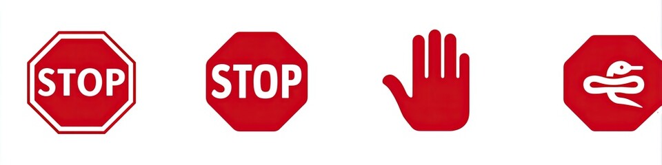 Obraz premium Three red warning signs