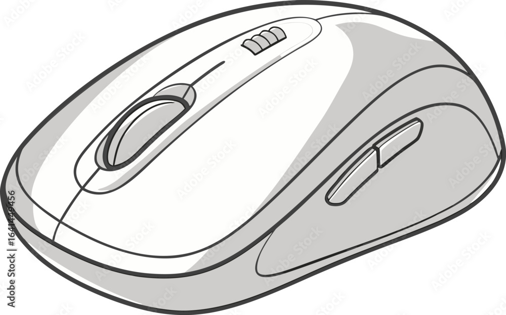 Fototapete realistic computer mouse illustration with modern style. detailed computer mouse artwork for technol