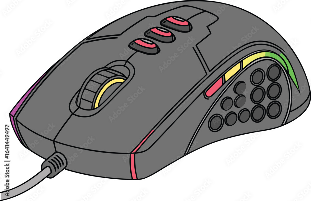 Fototapete realistic computer mouse illustration with modern style. detailed computer mouse artwork for technol