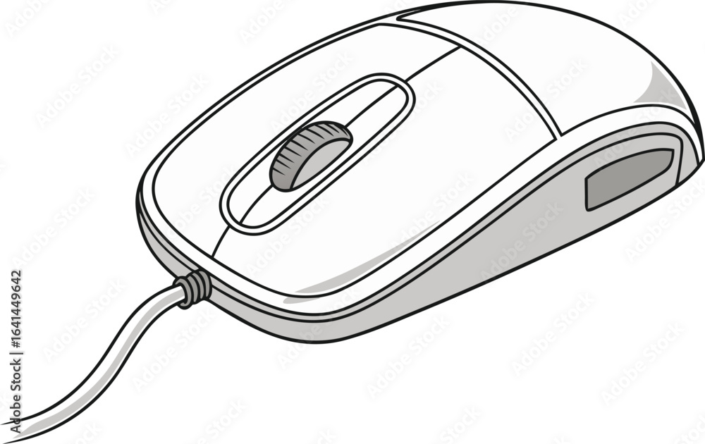 Fototapete realistic computer mouse illustration with modern style. detailed computer mouse artwork for technol