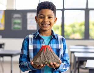 Student Presenting Science Project in Classroom
