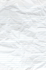White clean crumpled notebook paper with lines