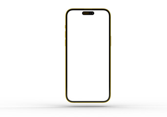 High-quality image of a modern gold smartphone with a blank screen, perfect for app presentations or website designs.