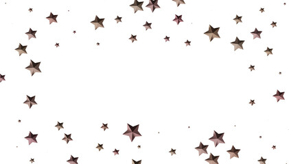 Beautiful image of rose gold stars scattered on a white background. Perfect for backgrounds, cards, and more.