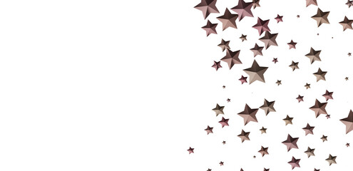 Beautiful rose gold stars falling on white. Perfect for holiday or celebration designs.