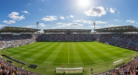 Obraz premium Soccer stadium field, soccer background