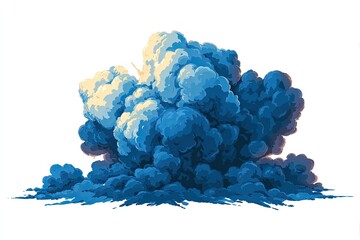 A vibrant, stylized depiction of a massive, explosive cloud of smoke or a storm cloud