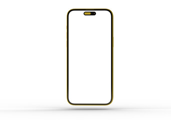 High-quality image of a modern gold smartphone with a blank screen, perfect for app presentations or website designs.