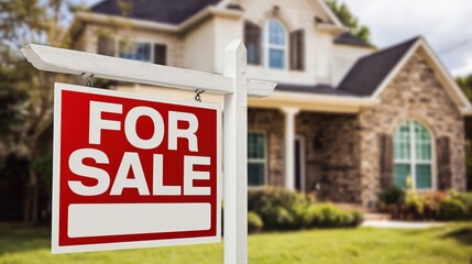 Real Estate For Sale Sign in Front of a Home, Depicting Property Investment and Homeownership