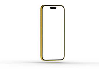High-quality image of a yellow smartphone with a blank screen, perfect for app presentations or website mockups.
