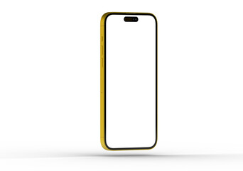High-quality image of a yellow smartphone with a blank screen. Perfect for app presentations or mobile device showcases.