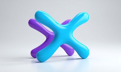 Two overlapping, vibrant, glossy, abstract X shapes on a white background