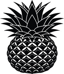 Obraz premium Vector art of black and white pineapple illustration isolated on white background, perfect for summer, tropical, and healthy food themes