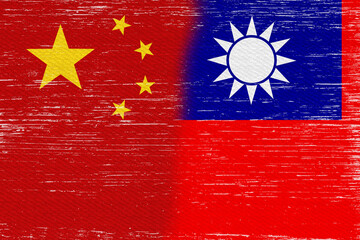 Distressed China flag and Taiwan flag background
