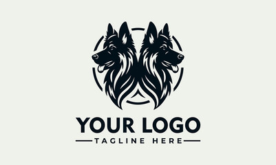 Bold Black Vector of German Shepherd Dog Head Silhouette.