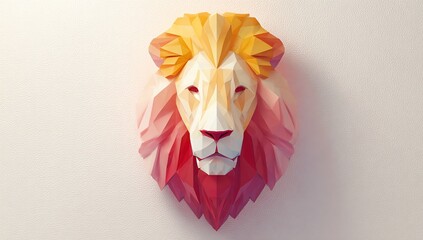 Geometric lion head art, faceted design with warm gradient
