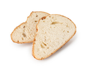 Pieces of fresh bread isolated on white
