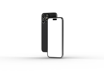 High-quality stock photo of a black smartphone mockup with a blank screen, perfect for app presentations or website desi
