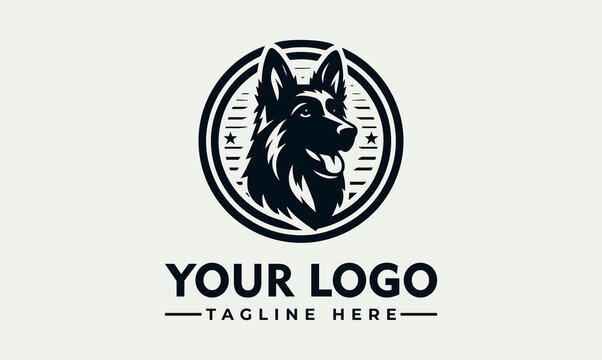 Bold Black Vector of German Shepherd Dog Head Silhouette.