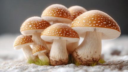 Obraz premium Cluster of vibrant mushrooms growing in lush environment