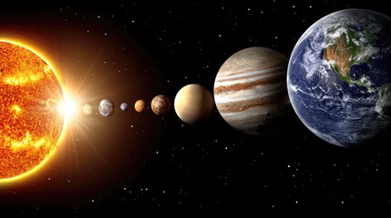 The solar system planets arranged in order.