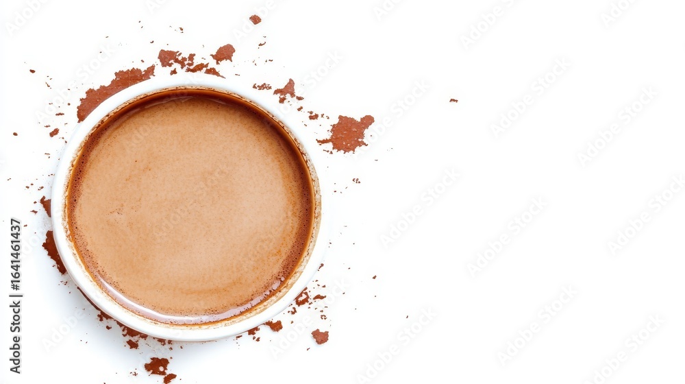 Poster caffeinated creation with a ringed beverage stain on a rustic surface, evidence of enjoyment.