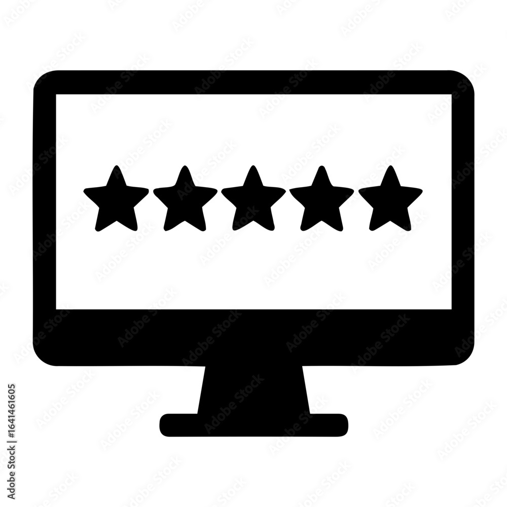 Poster silhouette vector computer screen displaying five stars arranged horizontally in a row format