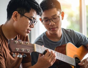 Learning to Play Guitar Together at Home