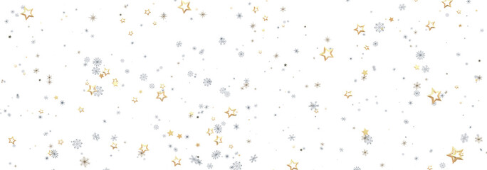 Beautiful image of gold and silver stars on white background. Perfect for holidays.