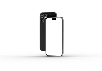 High-quality photo of a modern smartphone mockup with a blank screen, perfect for app presentations or website designs.