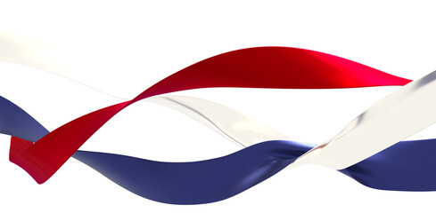 Download this free abstract image featuring flowing red, white, and blue ribbons. Perfect for backgrounds and designs.