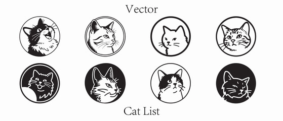 Cute Cat Vector Illustration Set