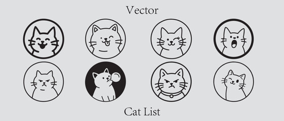 Cute Cat Vector Illustration Set