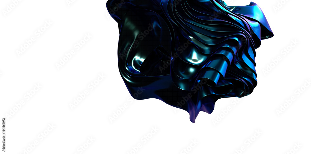 Poster blue wave abstract background 3d rendering flat design style