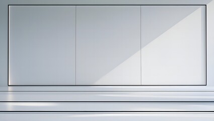 Clean modern interior with natural light casting shadows on a white wall and floor