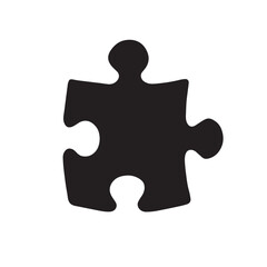 Simple black silhouette of single puzzle piece