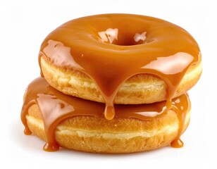 Fototapeta premium Delicious Caramel-Glazed Donuts: A Sweet Photographic Treat