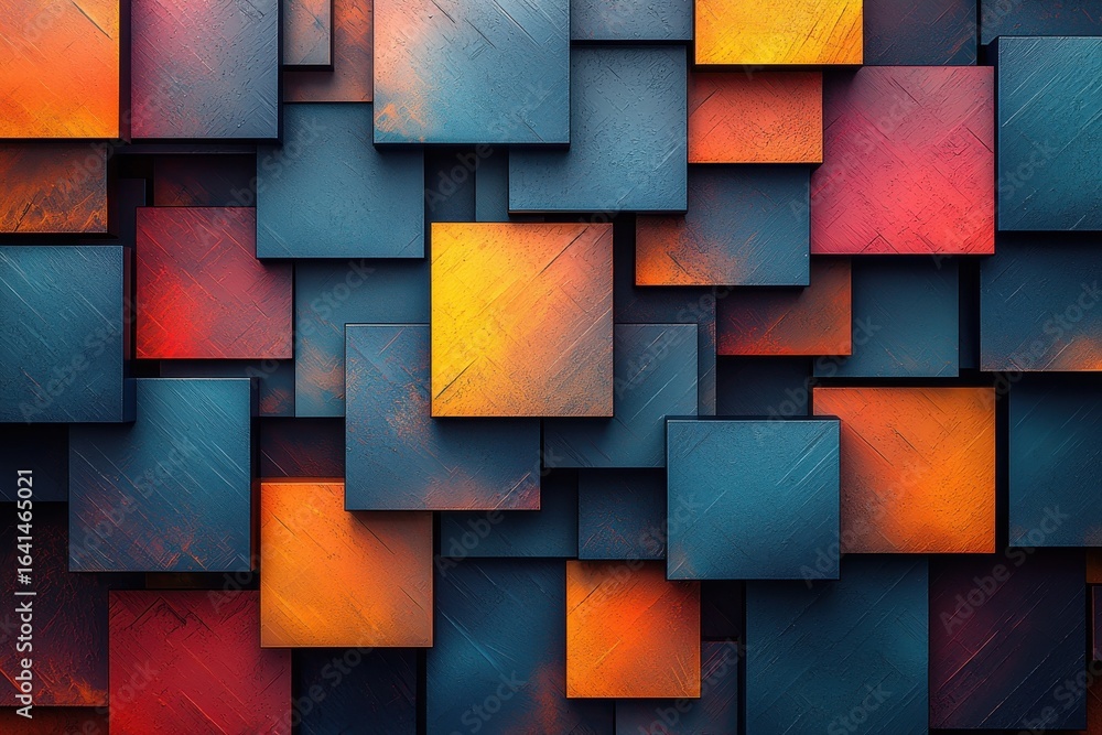 Poster abstract overlapping geometric panels with a vibrant color gradient effect