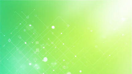 Fototapeta premium Light Green Gradient Background with Geometric Shapes, White Circles, and Plus Signs, Conveying Fresh and Technological Style
