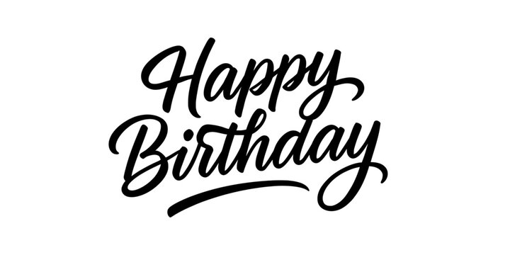 Stylish happy birthday calligraphy with elegant script on white background