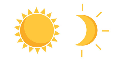 Vector illustration of sun and moon with stars. Logo for websites.
