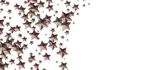 Beautiful image of brown stars falling on a white background. Perfect for festive designs.