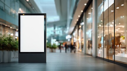 Blank Advertising Billboard Mockup in Modern Shopping Mall, Perfect for Retail Advertising and Marketing Campaigns