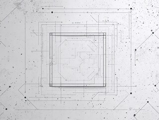 Abstract graphic design, layered with intricate circuit-board-like patterns and scattered points