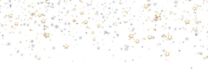 Sparkling stars confetti, perfect for holidays or celebrations.  White background.