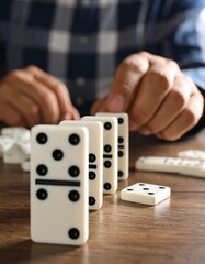 Dominoes being played