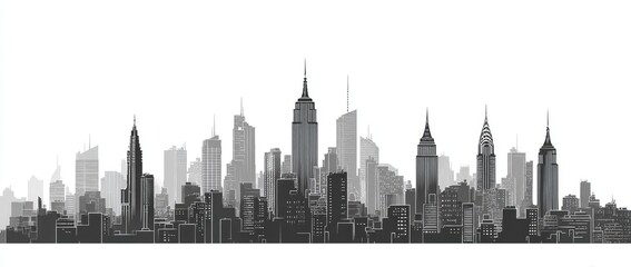 Monochrome city skyline